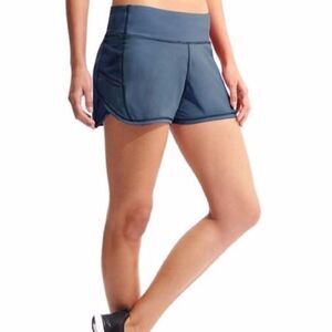 Athleta Ready Set Go Slate Blue Running Shorts Reflective XS